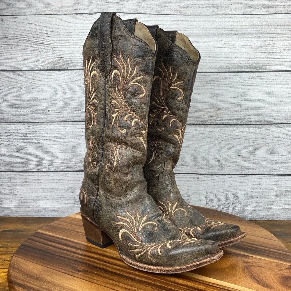 Corral Circle G Distressed Filigree Embroidered Western Boot Women’s Shoe Size 8 - Picture 3 of 15